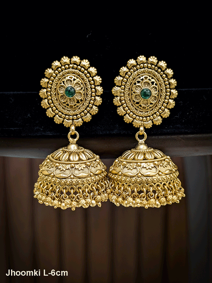 Oval top with flower center design traditional jhoomkies