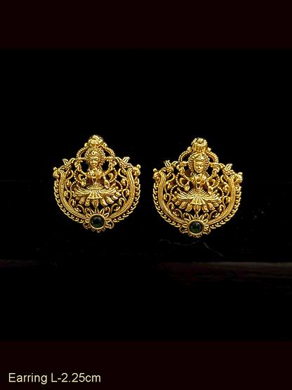 Laxmiji studs with coloured stone at bottom