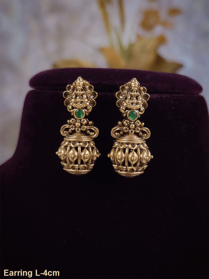 Laxmiji top earring with half differently design bead bottom