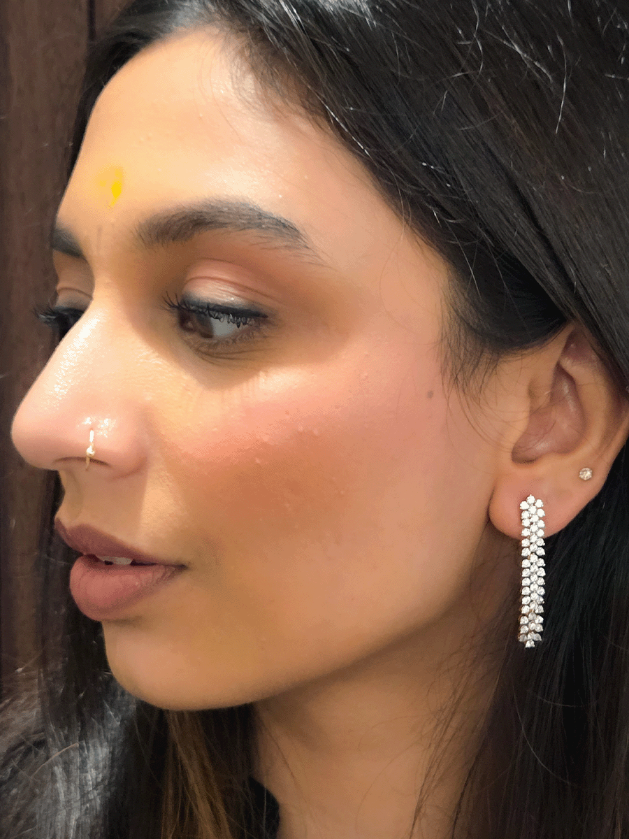 Stylish 4cm long AD flexible earrings