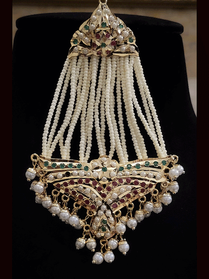Jadau long passa design earrings with cheed strings