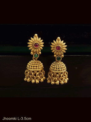 Flower top with coloured stones small jhoomki