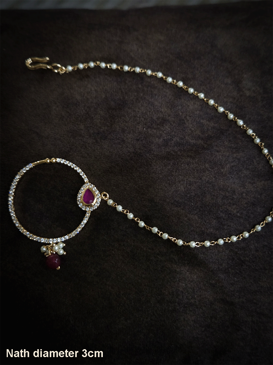 3cm diameter zircon studded with tear drop design nath