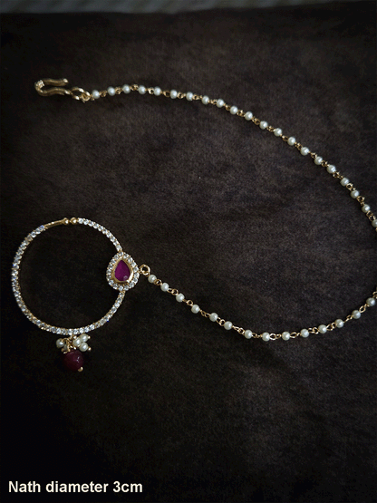 3cm diameter zircon studded with tear drop design nath