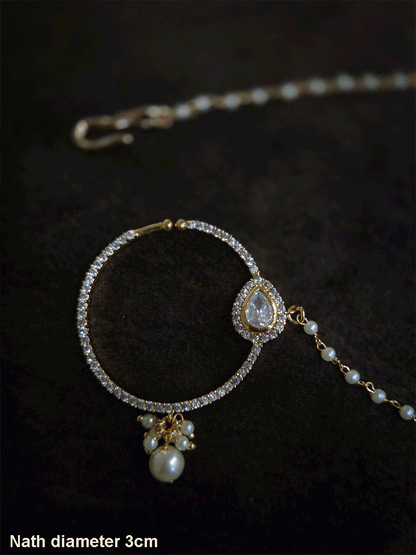 3cm diameter zircon studded with tear drop design nath
