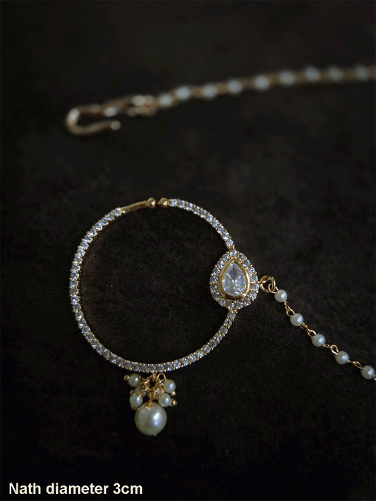 3cm diameter zircon studded with tear drop design nath