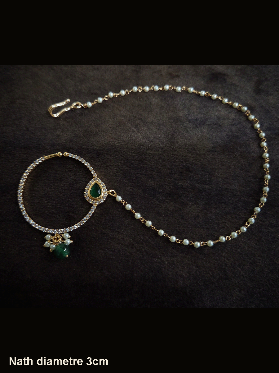 3cm diameter zircon studded with tear drop design nath