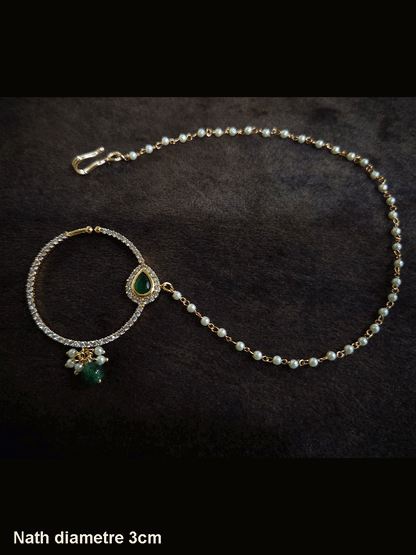 3cm diameter zircon studded with tear drop design nath