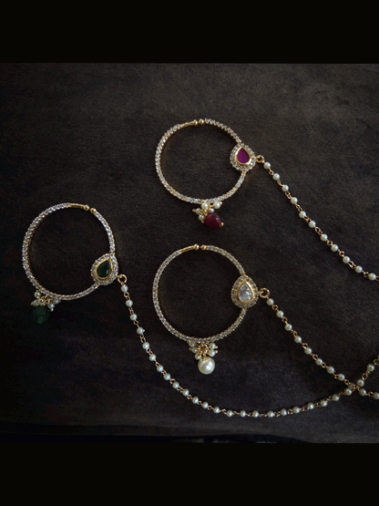 3cm diameter zircon studded with tear drop design nath