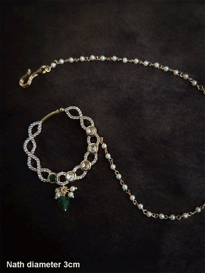 Loop design 3cm diameter with coloured drop zircon studded nath