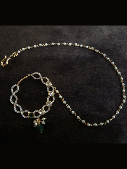 Loop design 3cm diameter with coloured drop zircon studded nath