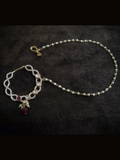 Loop design 3cm diameter with coloured drop zircon studded nath