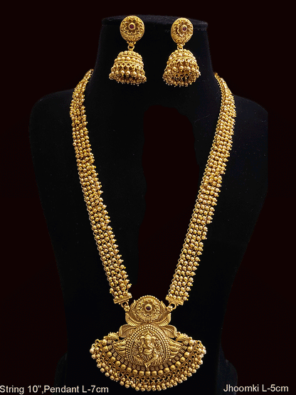 10 inch long bead hanging chain with ganpatiji semi-circular 7cm long pendant set