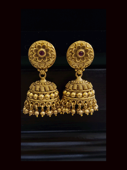 10 inch long bead hanging chain with ganpatiji semi-circular 7cm long pendant set