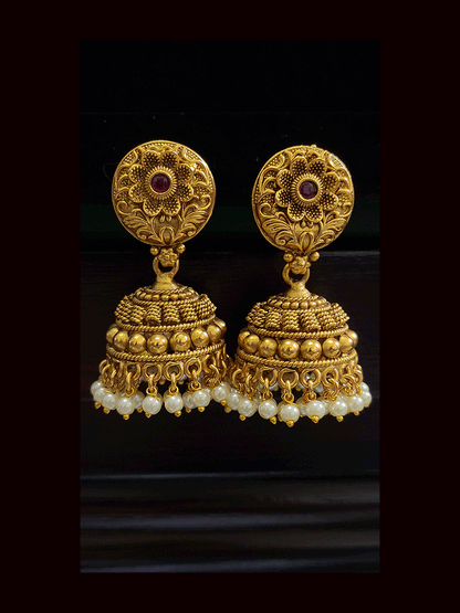 10 inch long bead hanging chain with ganpatiji semi-circular 7cm long pendant set