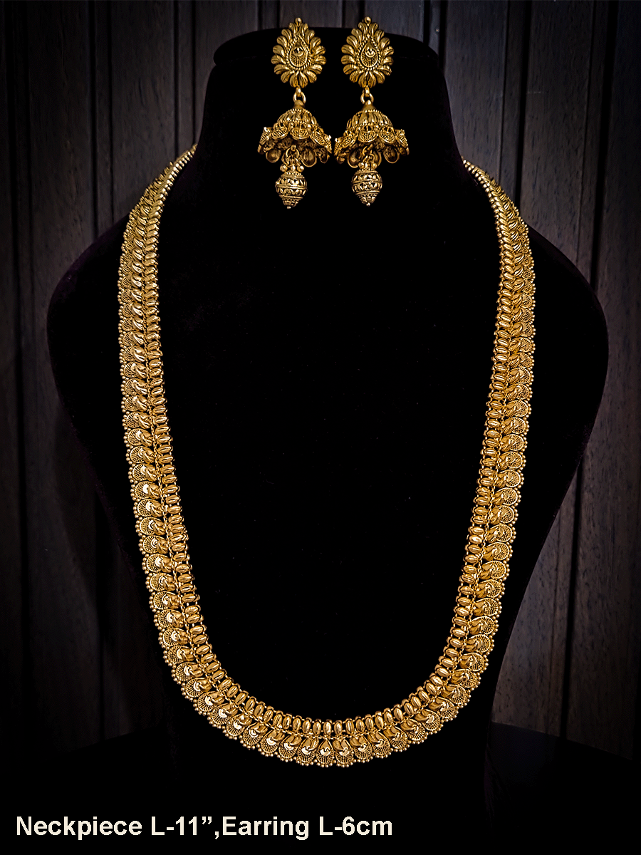 Traditional leaf design broad chain 11' long set – Odara Jewellery