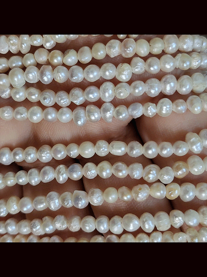 10 inch long five ivory fresh water bead strings neckpiece with 4mm beads