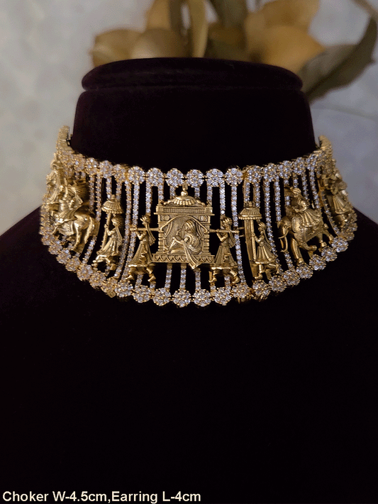 Doli and baraat design set with zircon flowers lace on both edges