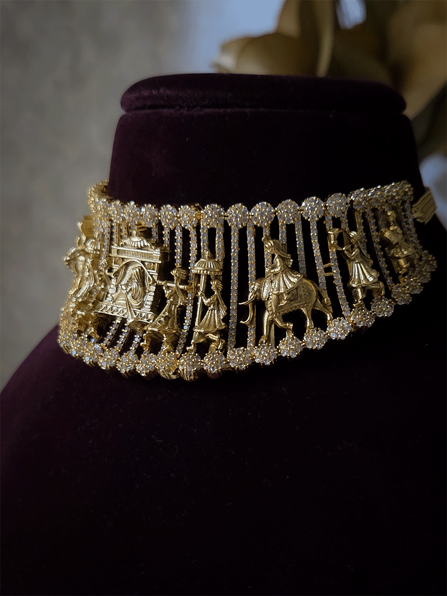 Doli and baraat design set with zircon flowers lace on both edges