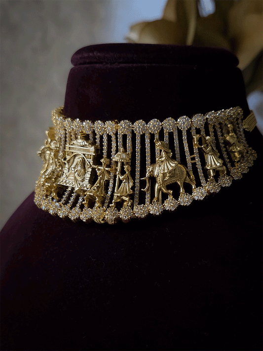 Doli and baraat design set with zircon flowers lace on both edges