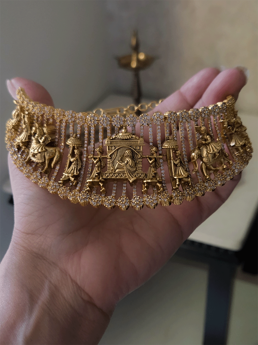 Doli and baraat design set with zircon flowers lace on both edges