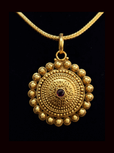 Load image into Gallery viewer, Round self design ruby stone center set with circular design lace