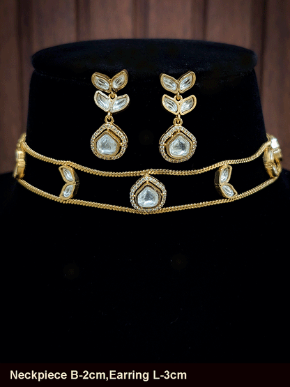 Double chain choker with moissanite tukdies classy set