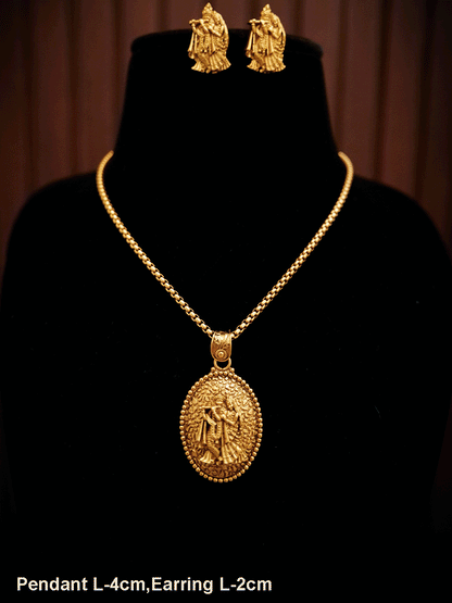 4cm long oval Radha Krishna pendant set