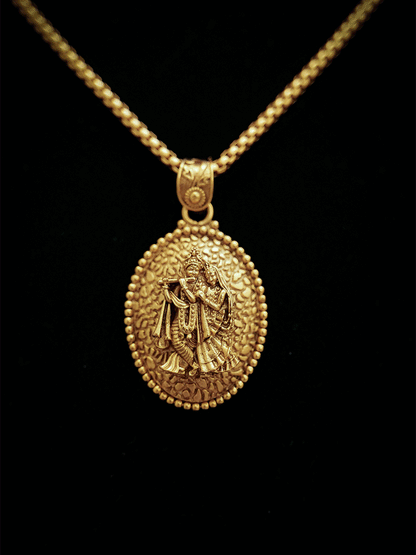 4cm long oval Radha Krishna pendant set