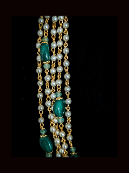 11 inch long pearl and coloured bead five strings set with earrings