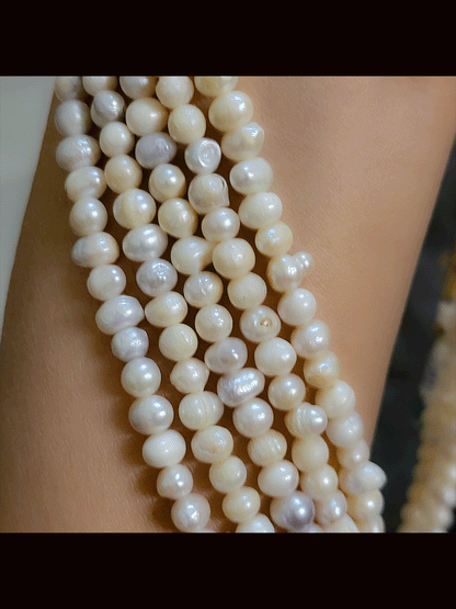 10 inch long five fresh water pearls strings neckpiece