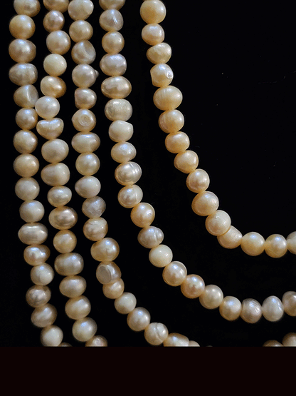 10 inch long five fresh water pearls strings neckpiece