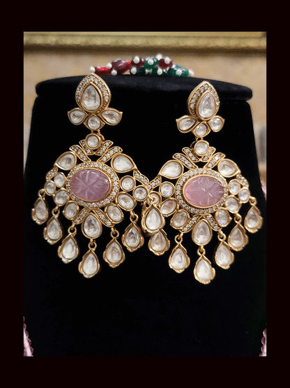 Multiple strings kundan and AD studded set with kundan drops