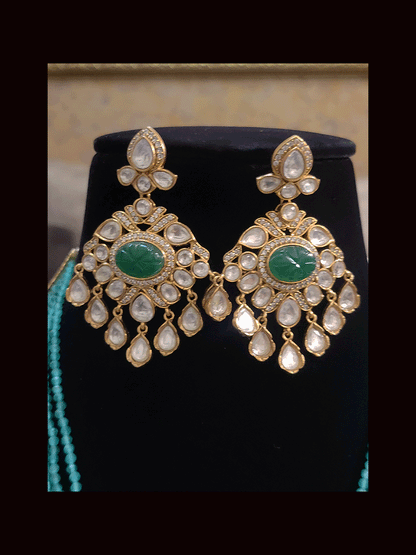 Multiple strings kundan and AD studded set with kundan drops