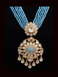 Multiple strings kundan and AD studded set with kundan drops
