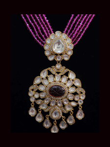 Multiple strings kundan and AD studded set with kundan drops