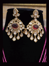 Load image into Gallery viewer, Multiple strings kundan and AD studded set with kundan drops