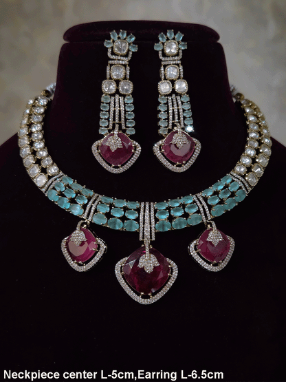Zircon detailing on three hanging stones tukdies of moissanite set