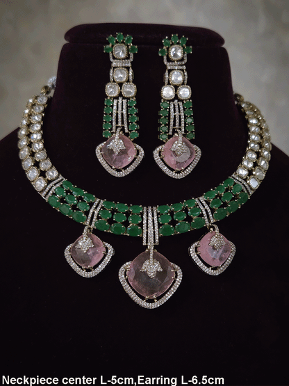 Zircon detailing on three hanging stones tukdies of moissanite set