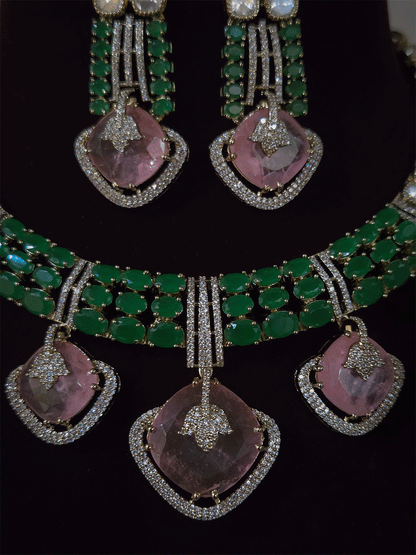 Zircon detailing on three hanging stones tukdies of moissanite set