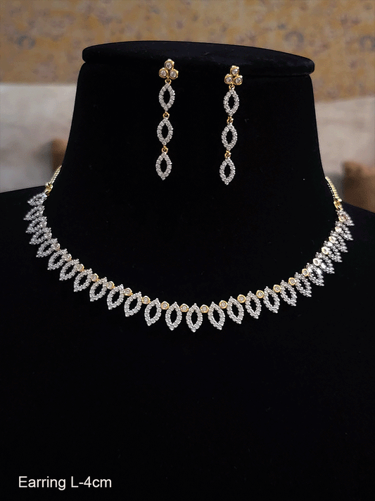 Gold plated zircon setting in leaf design set