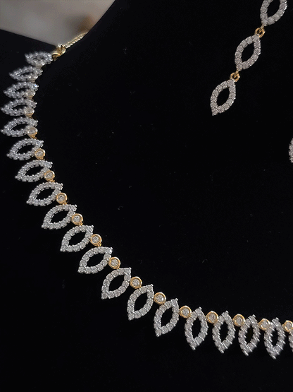 Gold plated zircon setting in leaf design set