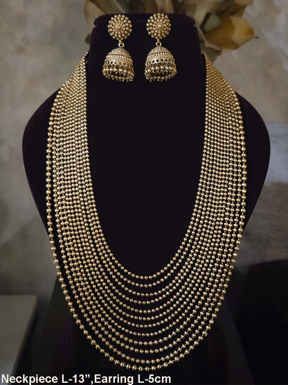 Multiple gold bead layer long set with jhoomkies