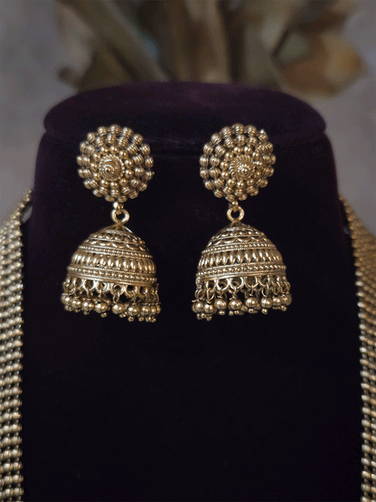 Multiple gold bead layer long set with jhoomkies