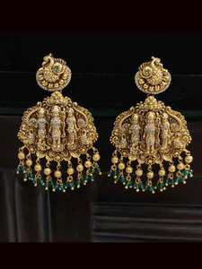 Ram durbar AD studded bold pendant set with side peacock design tukdies and beaded string