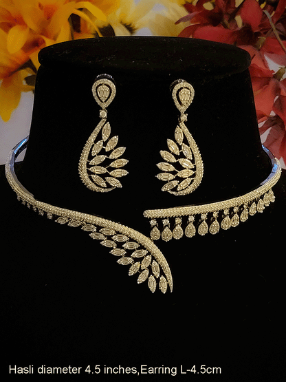 Tear drop shaped hanging tukdies in 4.5 inch diameter classy zircon studded hasli