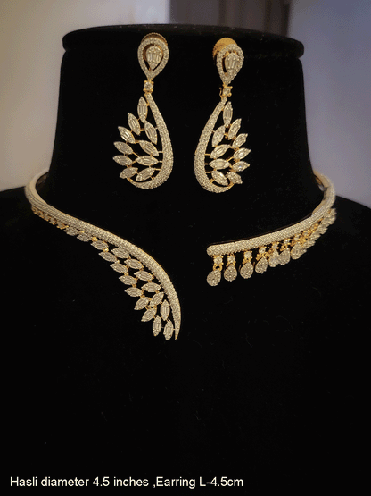 Tear drop shaped hanging tukdies in 4.5 inch diameter classy zircon studded hasli