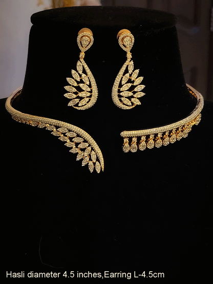 Tear drop shaped hanging tukdies in 4.5 inch diameter classy zircon studded hasli