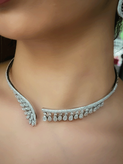Tear drop shaped hanging tukdies in 4.5 inch diameter classy zircon studded hasli