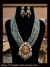 Load image into Gallery viewer, Five bold bead strings ganpati ji pendant set surrounded with kundan and AD